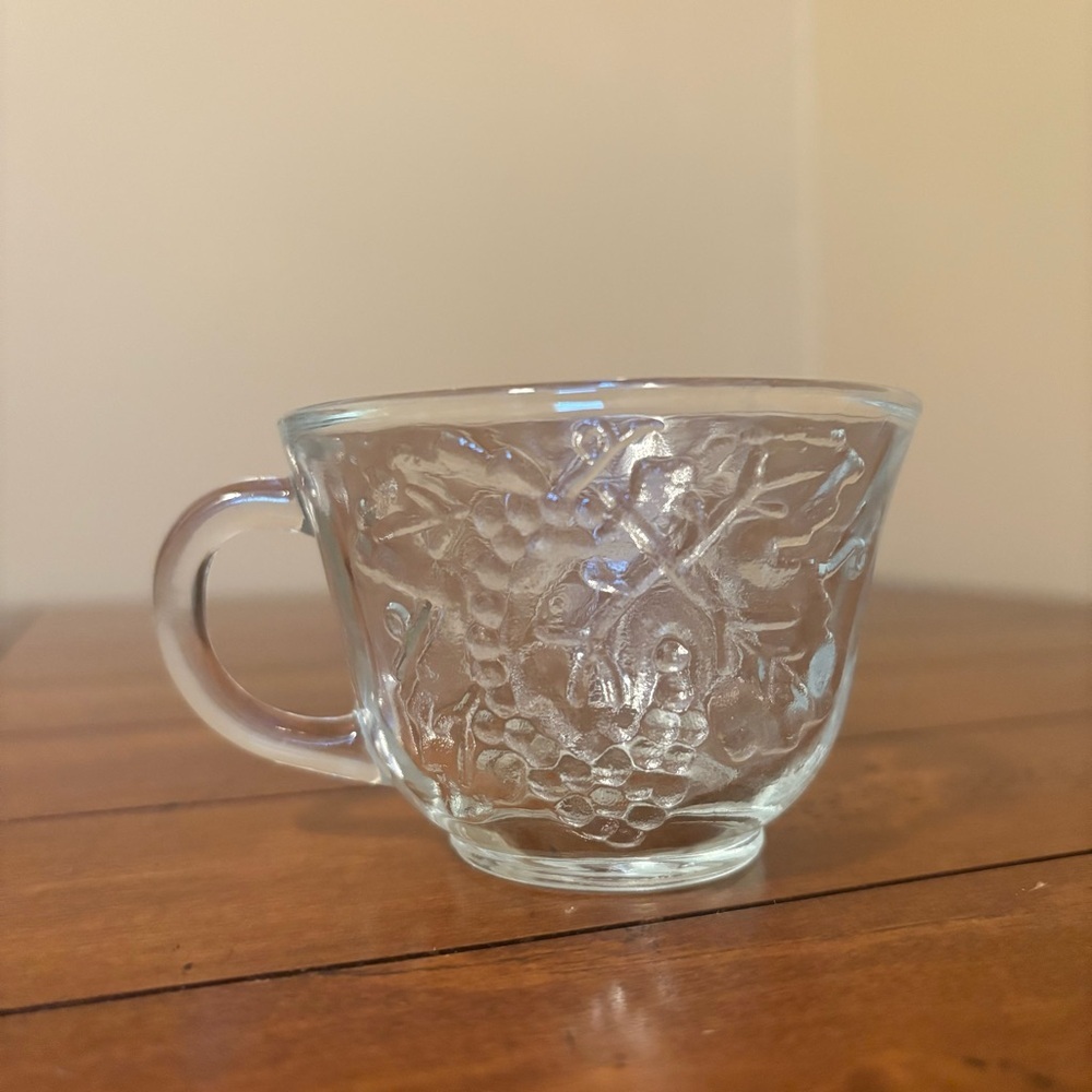 Vintage Indiana Glass Harvest Grape Punch Cup Clear Pressed Glass Retro MCM